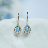 Handmade Dainty Organic Oval Opal Earrings