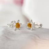Sterling Silver and Gold Daffodil Stud Earrings