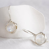 Handmade Elegant Round Moonstone Drop Earrings