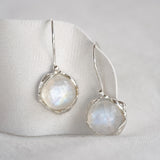 Handmade Elegant Round Moonstone Drop Earrings