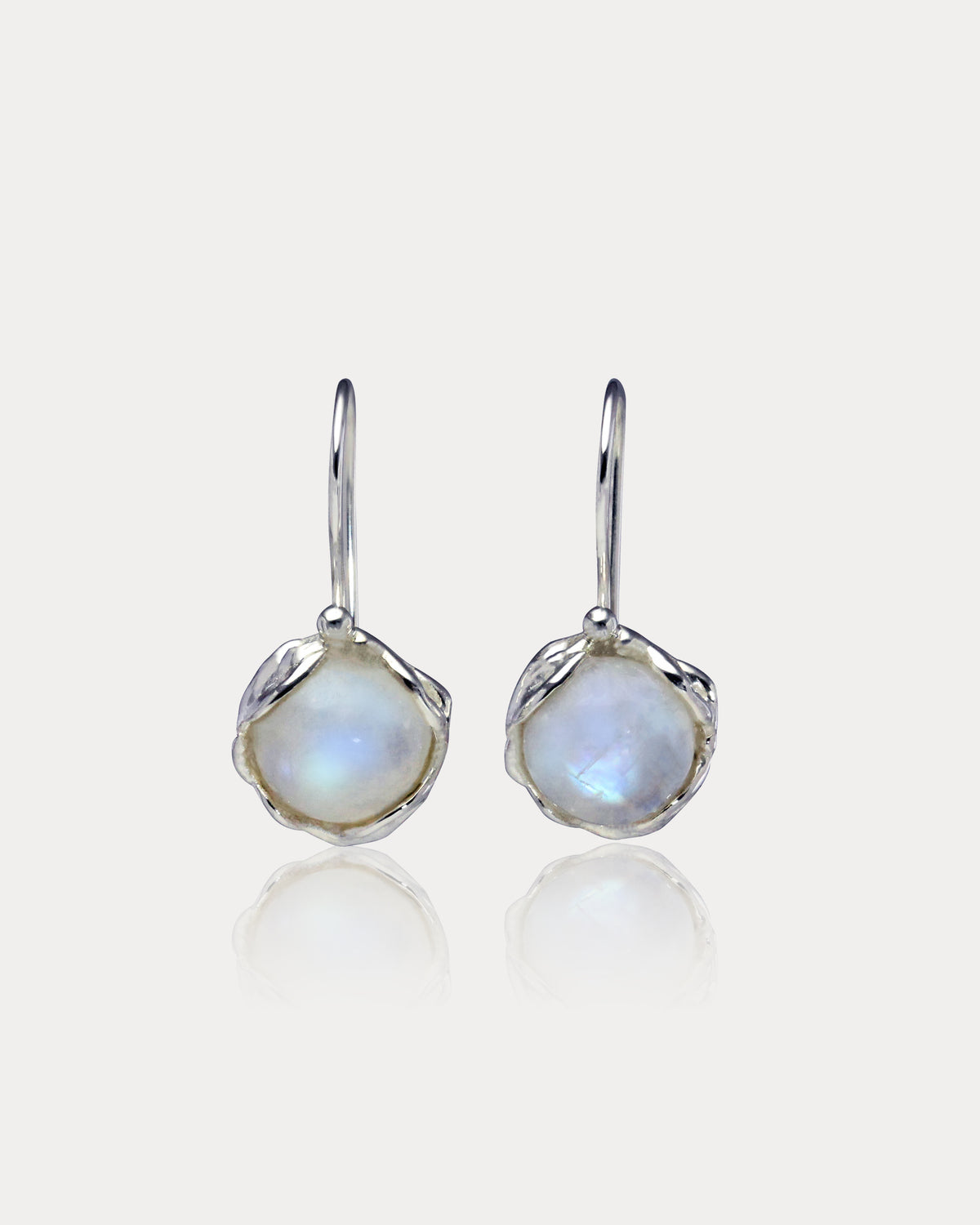 Handmade Elegant Round Moonstone Drop Earrings – Isla Silver