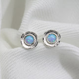 Sterling Silver Blue Fire Opal Stud Earrings