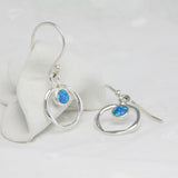 Dainty Sterling Silver Opal Drop Earrings