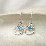 Dainty Sterling Silver Opal Drop Earrings