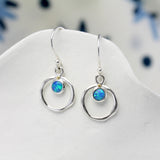 Dainty Sterling Silver Opal Drop Earrings