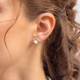 Silver Freshwater Pearl Studs with Gold detailing