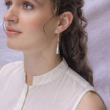 Sterling Silver Prehnite and Pearl Dangle Earrings