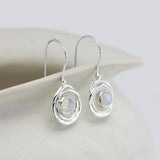 Sterling Silver Handmade Drop Earrings With Rainbow Moonstone