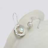 Sterling Silver Handmade Drop Earrings With Rainbow Moonstone