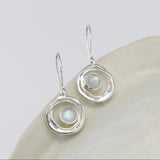Sterling Silver Handmade Drop Earrings With Rainbow Moonstone