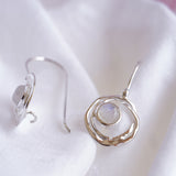 Sterling Silver Handmade Drop Earrings With Rainbow Moonstone