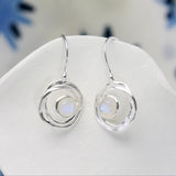 Sterling Silver Handmade Drop Earrings With Rainbow Moonstone