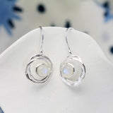 Sterling Silver Handmade Drop Earrings With Rainbow Moonstone