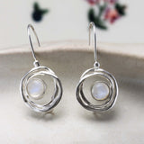 Sterling Silver Handmade Drop Earrings With Rainbow Moonstone