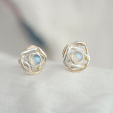 Handmade Delicate Moonstone Stud Earrings