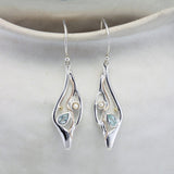 Blue Topaz and Pearl Statement Drop Earrings