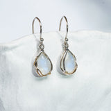 Handmade Rainbow Moonstone Droplet Earrings