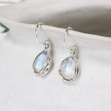 Handmade Rainbow Moonstone Droplet Earrings
