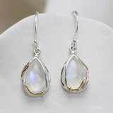 Rainbow Moonstone Droplet Pendant and Earrings Set