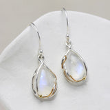 Handmade Rainbow Moonstone Droplet Earrings