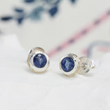Handmade Sterling Silver Sapphire Stud Earrings