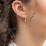 Handmade Sterling Silver Hoops With Dainty 14kt Gold Heart Earrings