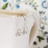 Sterling Silver Hoop Earrings with Flower Charm