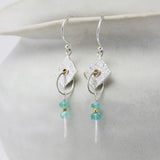 Drop Earrings with Textured Silver and Apatite