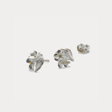 Two Flowers Sterling Silver Studs With Gold Pips