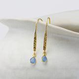 Blue Chalcedony Dream Gold Drop Earrings