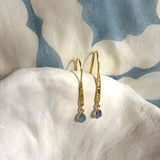 Blue Chalcedony Dream Gold Drop Earrings