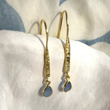 Blue Chalcedony Dream Gold Drop Earrings