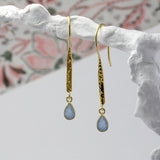 Blue Chalcedony Dream Gold Drop Earrings