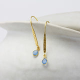 Blue Chalcedony Dream Gold Drop Earrings