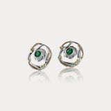 Emerald Stud Organic Sterling Silver Earrings