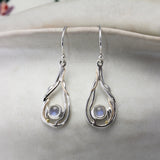 Cabochon Moonstone Dangle Earrings