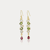 Peridot, Opal and Tourmaline Gold Drop Earrings