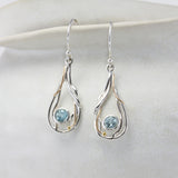 Undulating Sterling Silver and Blue Topaz Necklace, Bangle and Earrings Set