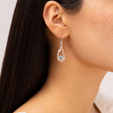 Undulating Sterling Silver and Blue Topaz Necklace, Bangle and Earrings Set