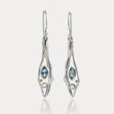 Riviera Drop Earrings with Blue Topaz and Pearl
