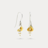 Mixed Metal Lily Flower Drop Earrings