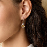 Mixed Metal Lily Flower Drop Earrings