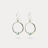 Sterling Silver Circle Larimar Drop Earrings