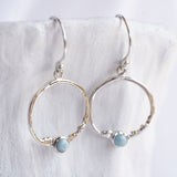 Sterling Silver Circle Larimar Drop Earrings