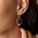 Sterling Silver Circle Larimar Drop Earrings