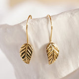 Gold Vermeil Leaf Drop Earrings