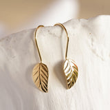 Gold Vermeil Leaf Drop Earrings