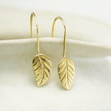 Gold Vermeil Leaf Drop Earrings