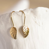 Gold Vermeil Leaf Drop Earrings