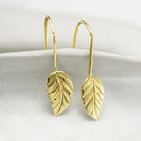 Gold Vermeil Leaf Drop Earrings